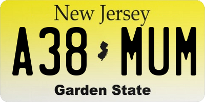NJ license plate A38MUM