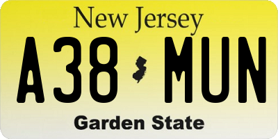 NJ license plate A38MUN