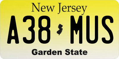 NJ license plate A38MUS
