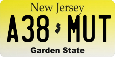 NJ license plate A38MUT