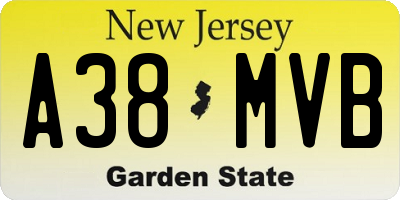 NJ license plate A38MVB