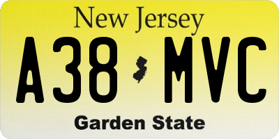 NJ license plate A38MVC