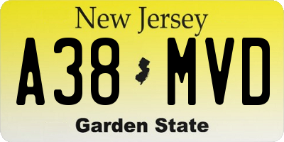 NJ license plate A38MVD