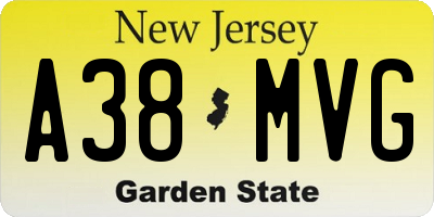 NJ license plate A38MVG