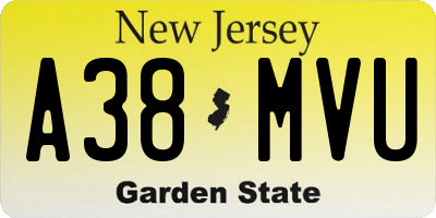 NJ license plate A38MVU