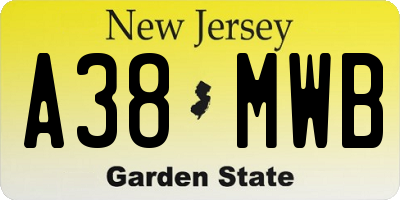 NJ license plate A38MWB