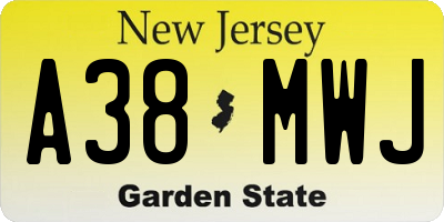 NJ license plate A38MWJ