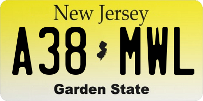 NJ license plate A38MWL