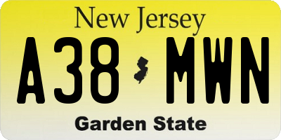 NJ license plate A38MWN