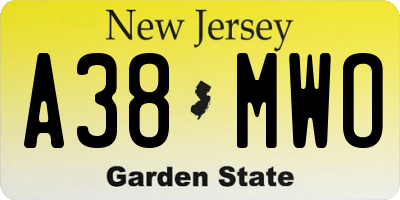 NJ license plate A38MWO