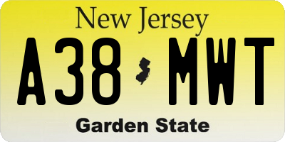 NJ license plate A38MWT