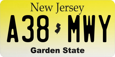 NJ license plate A38MWY