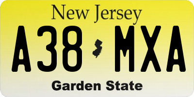 NJ license plate A38MXA