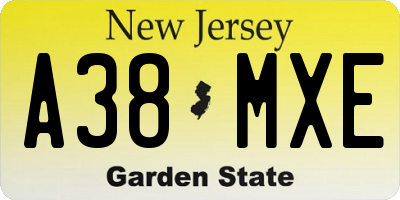 NJ license plate A38MXE