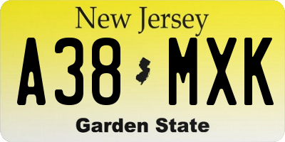 NJ license plate A38MXK