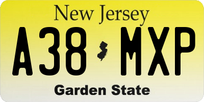 NJ license plate A38MXP