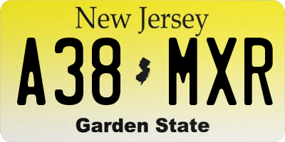 NJ license plate A38MXR