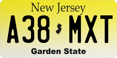 NJ license plate A38MXT