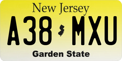 NJ license plate A38MXU