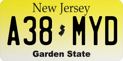 NJ license plate A38MYD