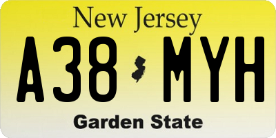 NJ license plate A38MYH