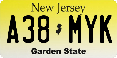 NJ license plate A38MYK
