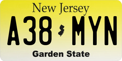 NJ license plate A38MYN