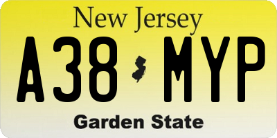 NJ license plate A38MYP