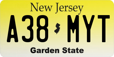 NJ license plate A38MYT