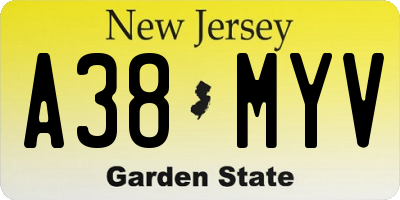 NJ license plate A38MYV