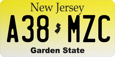 NJ license plate A38MZC