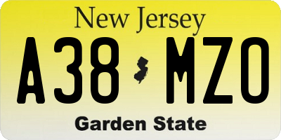NJ license plate A38MZO