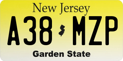 NJ license plate A38MZP