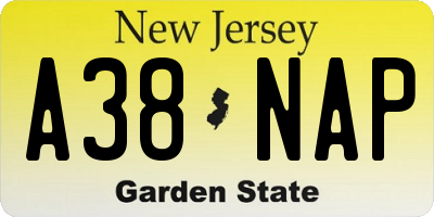 NJ license plate A38NAP