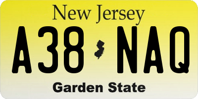 NJ license plate A38NAQ