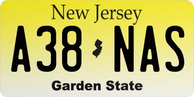 NJ license plate A38NAS