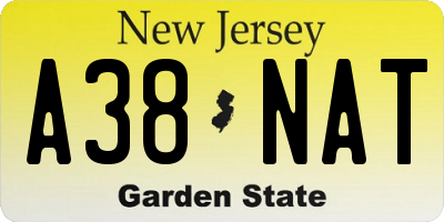 NJ license plate A38NAT