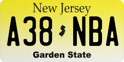 NJ license plate A38NBA