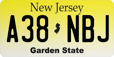 NJ license plate A38NBJ