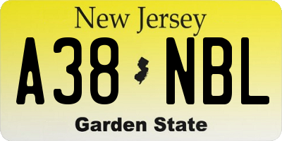 NJ license plate A38NBL