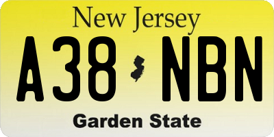 NJ license plate A38NBN