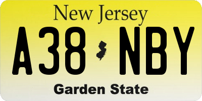 NJ license plate A38NBY