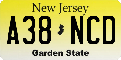 NJ license plate A38NCD