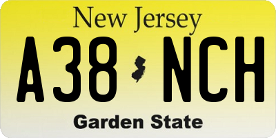 NJ license plate A38NCH
