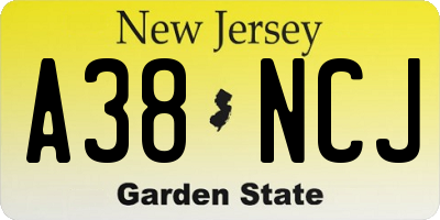 NJ license plate A38NCJ
