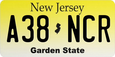 NJ license plate A38NCR