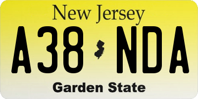NJ license plate A38NDA
