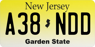 NJ license plate A38NDD
