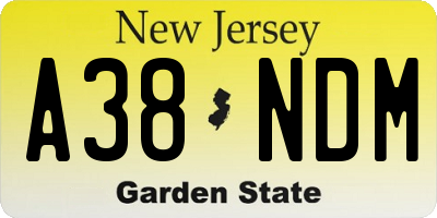 NJ license plate A38NDM