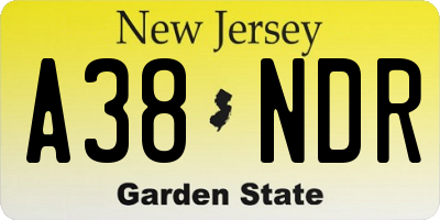 NJ license plate A38NDR